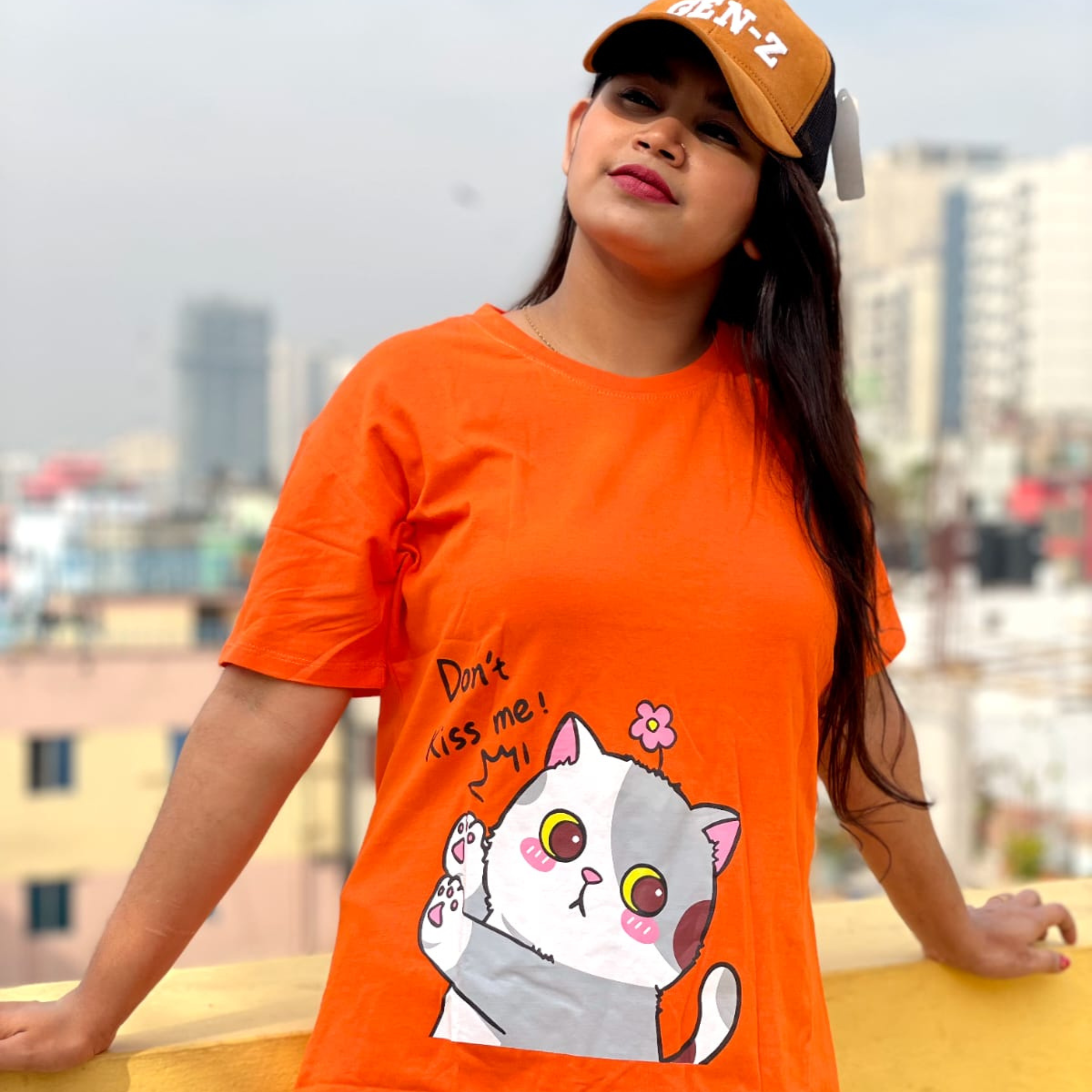 img_686056f0cd8e7 DTF Printed ladies T-shirt | Half - Image 1