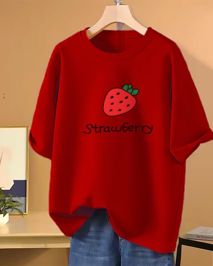 Drop shoulder T-shirt for Women (Red)